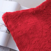 LUXE HOME INTERNATIONAL Cushion Cover 16 inch x 16 inch Duble Side Rabbit Fur Covers Set of 2 for Sofa, Bedroom, livingroom - 16"x16", Maroon