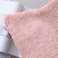 LUXE HOME INTERNATIONAL Cushion Cover 16 inch x 16 inch Duble Side Rabbit Fur Covers Set of 2 for Sofa, Bedroom, livingroom - 16"x16", Peach