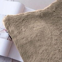 LUXE HOME INTERNATIONAL Cushion Cover 16 inch x 16 inch Duble Side Rabbit Fur Covers Set of 2 for Sofa, Bedroom, livingroom - 16"x16", Taupe