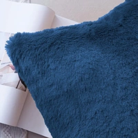 LUXE HOME INTERNATIONAL Cushion Cover 16 inch x 16 inch Duble Side Rabbit Fur Covers Set of 2 for Sofa, Bedroom, livingroom - 16"x16", Teal