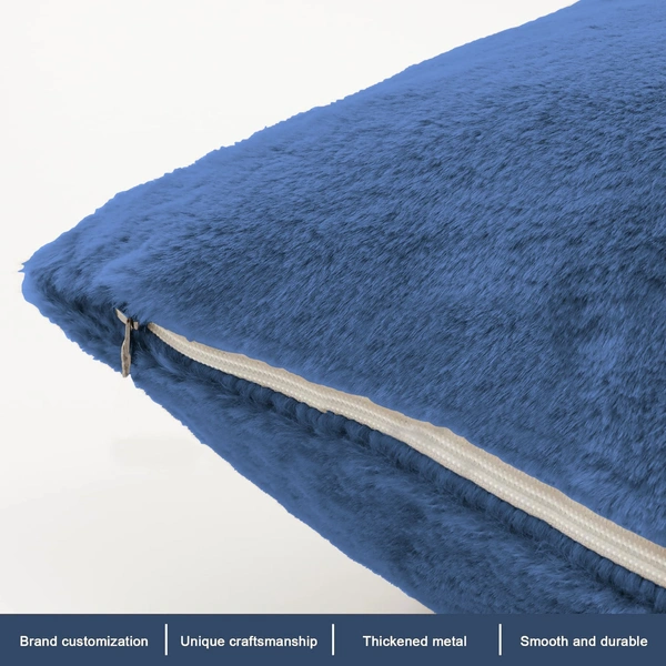 LUXE HOME INTERNATIONAL Cushion Cover 16 inch x 16 inch Duble Side Rabbit Fur Covers Set of 2 for Sofa, Bedroom, livingroom - 16"x16", Blue