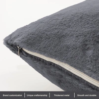 LUXE HOME INTERNATIONAL Cushion Cover 16 inch x 16 inch Duble Side Rabbit Fur Covers Set of 2 for Sofa, Bedroom, livingroom - 16"x16", Grey