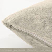 LUXE HOME INTERNATIONAL Cushion Cover 16 inch x 16 inch Duble Side Rabbit Fur Covers Set of 2 for Sofa, Bedroom, livingroom - 16"x16", Beige