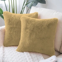 LUXE HOME INTERNATIONAL Cushion Cover 16 inch x 16 inch Duble Side Rabbit Fur Covers Set of 2 for Sofa, Bedroom, livingroom - 16"x16", Anti Gold