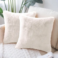LUXE HOME INTERNATIONAL Cushion Cover 16 inch x 16 inch Duble Side Rabbit Fur Covers Set of 2 for Sofa, Bedroom, livingroom - 16"x16", Skin