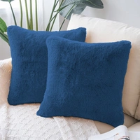 LUXE HOME INTERNATIONAL Cushion Cover 16 inch x 16 inch Duble Side Rabbit Fur Covers Set of 2 for Sofa, Bedroom, livingroom - 16"x16", Teal