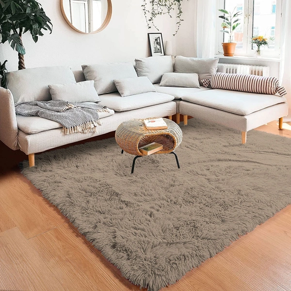 Luxe Home International  LuxeHome Carpets, Marino Fur 2000 GSM Thick FootMat, Antiskid Nonslip, Spill Absorbent, Washable and Quick Dry Rugs for Home Bedroom Hall Livingroom Floor Mat 6x9 Ft (Taupe Pack of 1) - 6X9, Taupe