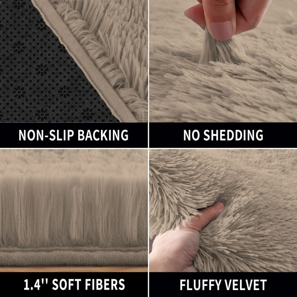 Luxe Home International  LuxeHome Carpets, Marino Fur 2000 GSM Thick FootMat, Antiskid Nonslip, Spill Absorbent, Washable and Quick Dry Rugs for Home Bedroom Hall Livingroom Floor Mat 6x9 Ft (Taupe Pack of 1) - 6X9, Taupe