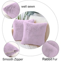 LUXE HOME INTERNATIONAL Cushion Cover 16 inch x 16 inch Duble Side Rabbit Fur Covers Set of 2 for Sofa, Bedroom, livingroom - 16"x16", Lilac
