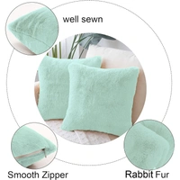 LUXE HOME INTERNATIONAL Cushion Cover 16 inch x 16 inch Duble Side Rabbit Fur Covers Set of 2 for Sofa, Bedroom, livingroom - 16"x16", Lime