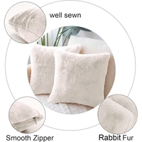 LUXE HOME INTERNATIONAL Cushion Cover 16 inch x 16 inch Duble Side Rabbit Fur Covers Set of 2 for Sofa, Bedroom, livingroom - 16"x16", Skin