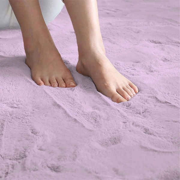 LUXE HOME INTERNATIONAL Rectangular Carpet Super Soft Anti Skid Rabbit Fur (1000 Gsm) Bathroom Mats For Bedroom, Door, Kitchen Floor (4 X 6 Ft, Lilac) Pack Of 1 - 4x6 Ft, Lilca