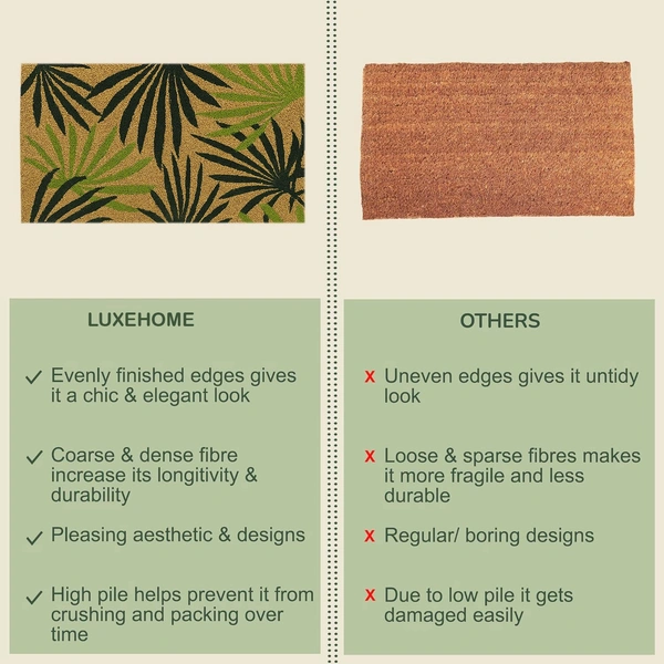 Luxe Home International Leaf Design Coir Doormat for Entrance (71 x 45 cm ) - 71x 45 Cm, Multicolor