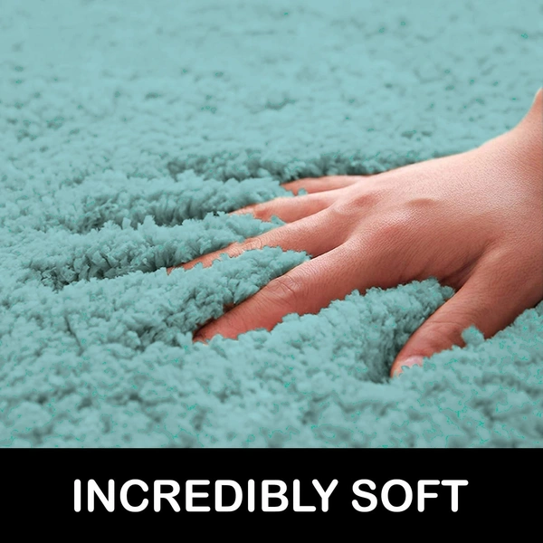 LUXE HOME INTERNATIONAL Luxe Home Newman Bath Mat ( 60x90 cm ) Bathroom Mat - Aqua | Soft, Non Slip, Washable | Door Mats for Home or Kitchen Mat for Floor - 60x90 cm, Aqua