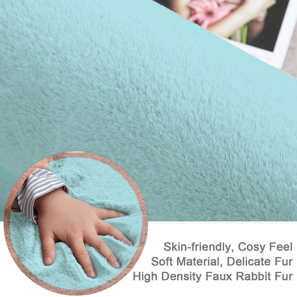 LUXE HOME INTERNATIONAL Rabbit Fur Super Soft Non Slip Mat for Bathroom, Bedroom - 60x90 cm, Turquish