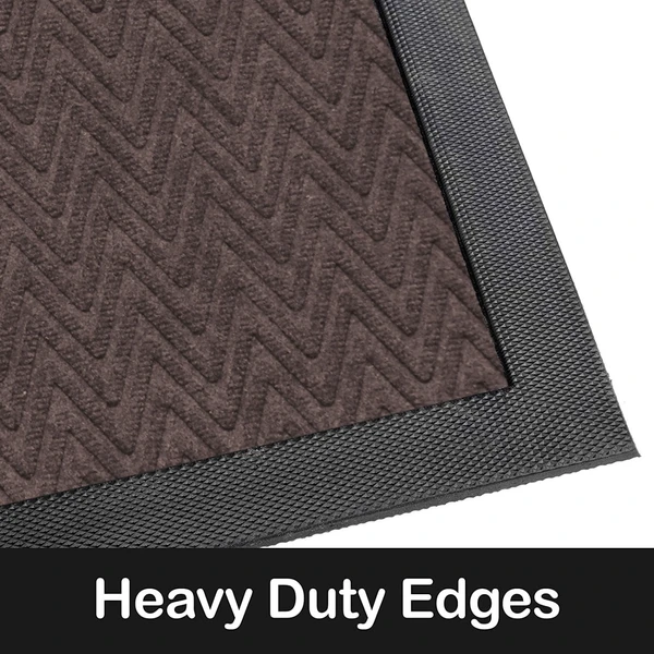 LUXE HOME INTERNATIONAL Luxe Home PVC Rubber Outdoor Door Mat Zig Zag Design Long Main Entrance Doormate Anti Slip Waterproof Welcome Mats for Floor, Bathroom, Kitchen, Office, Gym, 45x75 cm, Brown - Brown