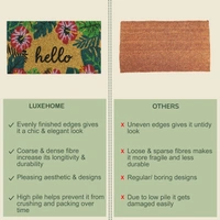 Luxe Home International Hello Floral Design Coir Doormat for Entrance (71 x 45 cm ) - 71x 45 Cm, Green