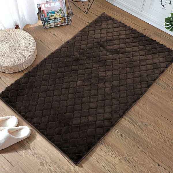 LUXE HOME INTERNATIONAL Luxe Home Austria Bath Mat Rabbit Fur 1000 GSM Bathroom Door Foot Mats Anti Skid Water Absorbent Easy Machine Washable Rug ( Chocolate , 60 Cm x 90 Cm , Pack of 1 ) - Chocolate