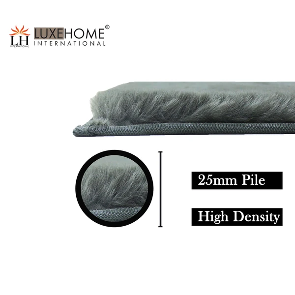 LUXE HOME INTERNATIONAL LuxeHomeAustriaBathMatRabbitFur1000GSMBathroomDoorFootMatsAntiSkidWaterAbsorbentEasyMachineWashableRug(Seige,45Cmx75Cm,Packof1) - Seige