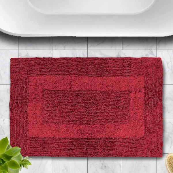 LUXE HOME INTERNATIONAL LuxeHomeBathMat3200GSMCottonSuperSoftAbsorbentParisMat,HotelBathMatforBathroom,Kitchen,Doormat,Floormat(Maroon,40Cmx60Cm,Packof1) - Maroon