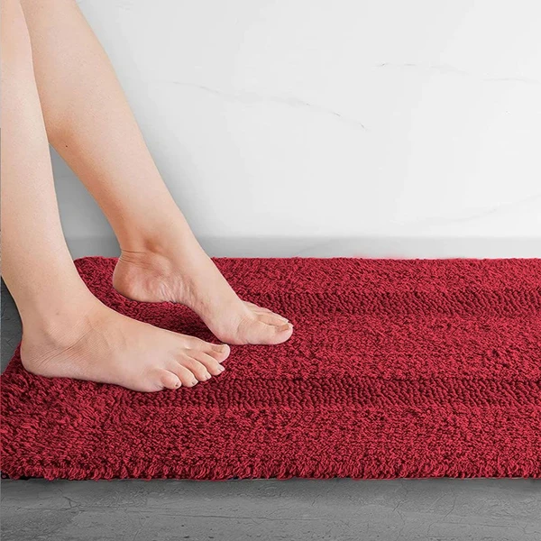 LUXE HOME INTERNATIONAL Luxe Home Bath Mat 3200 GSM Cotton Super Soft Absorbent Paris Mat, Hotel Bath Mat for Bathroom, Kitchen, Doormat, Floor mat ( Maroon , 40 Cm x 60 Cm , Pack of 1 ) - Maroon