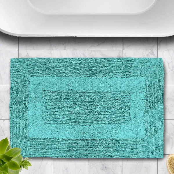 LUXE HOME INTERNATIONAL Luxe Home Bath Mat 3200 GSM Cotton Super Soft Absorbent Paris Mat, Hotel Bath Mat for Bathroom, Kitchen, Doormat, Floor mat ( Aqua , 40 Cm x 60 Cm , Pack of 1 ) - Aqua