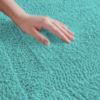LUXE HOME INTERNATIONAL Luxe Home Bath Mat 3200 GSM Cotton Super Soft Absorbent Paris Mat, Hotel Bath Mat for Bathroom, Kitchen, Doormat, Floor mat ( Aqua , 40 Cm x 60 Cm , Pack of 1 ) - 40x60 cm, Aqua
