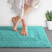 LUXE HOME INTERNATIONAL Luxe Home Bath Mat 3200 GSM Cotton Super Soft Absorbent Paris Mat, Hotel Bath Mat for Bathroom, Kitchen, Doormat, Floor mat ( Aqua , 40 Cm x 60 Cm , Pack of 1 ) - 40x60 cm, Aqua