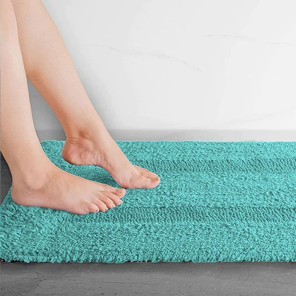 LUXE HOME INTERNATIONAL Luxe Home Bath Mat 3200 GSM Cotton Super Soft Absorbent Paris Mat, Hotel Bath Mat for Bathroom, Kitchen, Doormat, Floor mat ( Aqua , 40 Cm x 60 Cm , Pack of 1 ) - Aqua