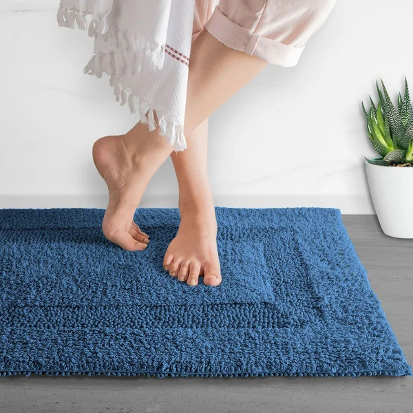 LUXE HOME INTERNATIONAL Luxe Home Bath Mat 3200 GSM Cotton Super Soft Absorbent Paris Mat, Hotel Bath Mat for Bathroom, Kitchen, Doormat, Floor mat ( Teal , 40 Cm x 60 Cm , Pack of 1 ) - Teal