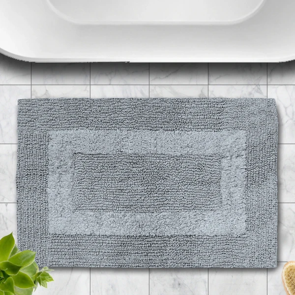 LUXE HOME INTERNATIONAL Luxe Home Bath Mat 3200 GSM Cotton Super Soft Absorbent Paris Mat, Hotel Bath Mat for Bathroom, Kitchen, Doormat, Floor mat ( Silver , 40 Cm x 60 Cm , Pack of 1 ) - Silver