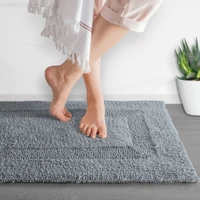 LUXE HOME INTERNATIONAL Luxe Home Bath Mat 3200 GSM Cotton Super Soft Absorbent Paris Mat, Hotel Bath Mat for Bathroom, Kitchen, Doormat, Floor mat ( Silver , 40 Cm x 60 Cm , Pack of 1 ) - 40x60 cm, Silver