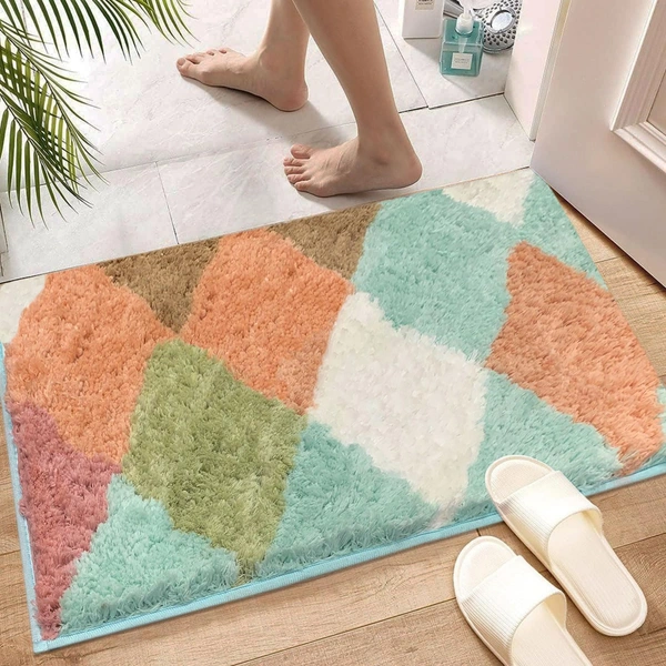 Luxe Home International Luxe Home Bath Mat Canada Diamond Super Soft Anti Skid Slip Water Soak Washable Door Mats for Home, Bathroom Mat, Floor Mat, Kitchen Mat for Floor (40x60 cm) Rust - 40X60 cm, Rust