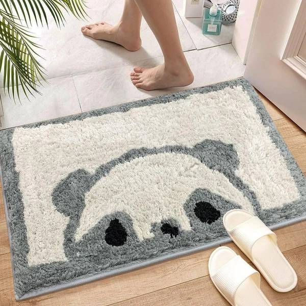 Luxe Home International Luxe Home Bath Mat Canada Panda Super Soft Anti Skid Slip Water Soak Washable Door Mats for Home, Bathroom Mat, Floor Mat, Kitchen Mat for Floor (40x60 cm) Grey - 40X60 cm, Grey