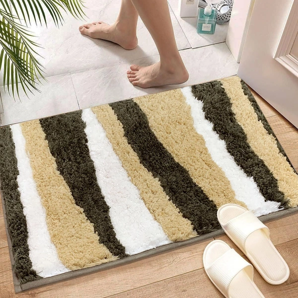 Luxe Home International Luxe Home Bath Mat Canada Stripes Super Soft Anti Skid Slip Water Soak Washable Door Mats for Home, Bathroom Mat, Floor Mat, Kitchen Mat for Floor (40x60 cm) Gold - 40X60 cm, Gold