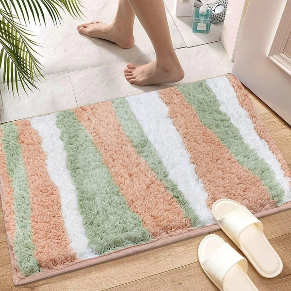 Luxe Home International Luxe Home Bath Mat Canada Stripes Super Soft Anti Skid Slip Water Soak Washable Door Mats for Home, Bathroom Mat, Floor Mat, Kitchen Mat for Floor (40x60 cm) Pink - 40X60 cm, Pink