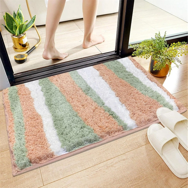 Luxe Home International Luxe Home Bath Mat Canada Stripes Super Soft Anti Skid Slip Water Soak Washable Door Mats for Home, Bathroom Mat, Floor Mat, Kitchen Mat for Floor (40x60 cm) Pink - 40X60 cm, Pink