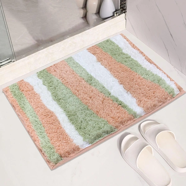 Luxe Home International Luxe Home Bath Mat Canada Stripes Super Soft Anti Skid Slip Water Soak Washable Door Mats for Home, Bathroom Mat, Floor Mat, Kitchen Mat for Floor (40x60 cm) Pink - 40X60 cm, Pink