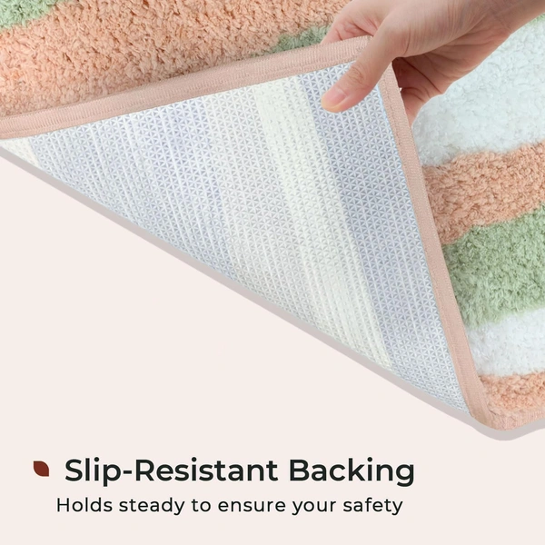 Luxe Home International Luxe Home Bath Mat Canada Stripes Super Soft Anti Skid Slip Water Soak Washable Door Mats for Home, Bathroom Mat, Floor Mat, Kitchen Mat for Floor (40x60 cm) Pink - 40X60 cm, Pink