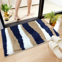 Luxe Home International Luxe Home Bath Mat Canada Stripes Super Soft Anti Skid Slip Water Soak Washable Door Mats for Home, Bathroom Mat, Floor Mat, Kitchen Mat for Floor (40x60 cm) Blue - 40X60 cm, Blue
