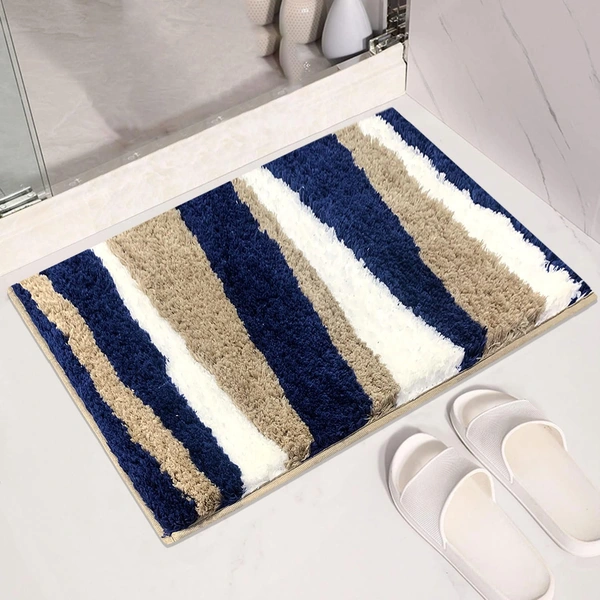 Luxe Home International Luxe Home Bath Mat Canada Stripes Super Soft Anti Skid Slip Water Soak Washable Door Mats for Home, Bathroom Mat, Floor Mat, Kitchen Mat for Floor (40x60 cm) Blue - 40X60 cm, Blue