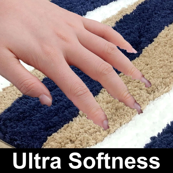 Luxe Home International Luxe Home Bath Mat Canada Stripes Super Soft Anti Skid Slip Water Soak Washable Door Mats for Home, Bathroom Mat, Floor Mat, Kitchen Mat for Floor (40x60 cm) Blue - 40X60 cm, Blue