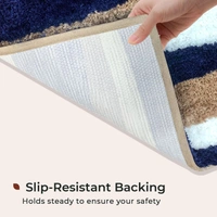Luxe Home International Luxe Home Bath Mat Canada Stripes Super Soft Anti Skid Slip Water Soak Washable Door Mats for Home, Bathroom Mat, Floor Mat, Kitchen Mat for Floor (40x60 cm) Blue - 40X60 cm, Blue