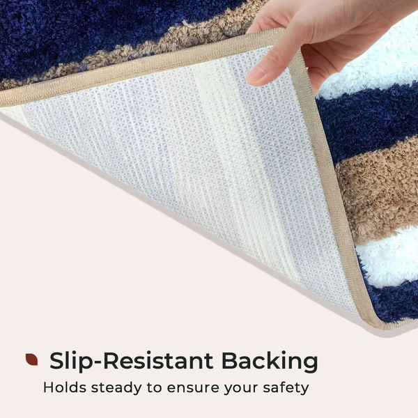Luxe Home International Luxe Home Bath Mat Canada Stripes Super Soft Anti Skid Slip Water Soak Washable Door Mats for Home, Bathroom Mat, Floor Mat, Kitchen Mat for Floor (40x60 cm) Blue - 40X60 cm, Blue