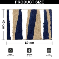Luxe Home International Luxe Home Bath Mat Canada Stripes Super Soft Anti Skid Slip Water Soak Washable Door Mats for Home, Bathroom Mat, Floor Mat, Kitchen Mat for Floor (40x60 cm) Blue - 40X60 cm, Blue