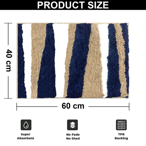 Luxe Home International Luxe Home Bath Mat Canada Stripes Super Soft Anti Skid Slip Water Soak Washable Door Mats for Home, Bathroom Mat, Floor Mat, Kitchen Mat for Floor (40x60 cm) Blue - 40X60 cm, Blue