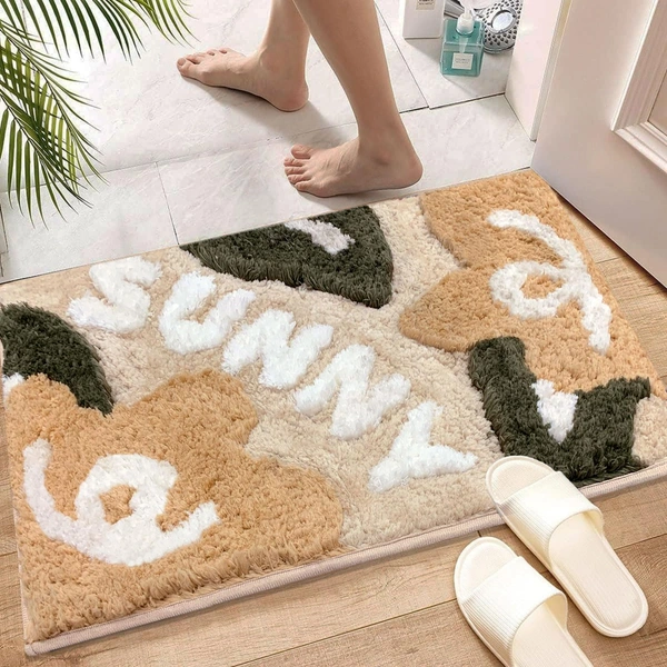 Luxe Home International Luxe Home Bath Mat Canada Sunny Super Soft Anti Skid Slip Water Soak Washable Door Mats for Home, Bathroom Mat, Floor Mat, Kitchen Mat for Floor (40x60 cm) Beige - 40X60 cm, Beige