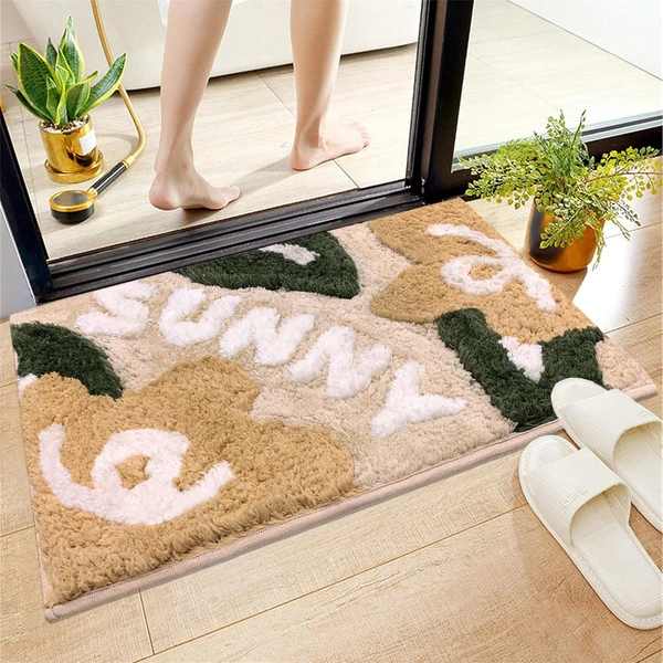Luxe Home International Luxe Home Bath Mat Canada Sunny Super Soft Anti Skid Slip Water Soak Washable Door Mats for Home, Bathroom Mat, Floor Mat, Kitchen Mat for Floor (40x60 cm) Beige - 40X60 cm, Beige