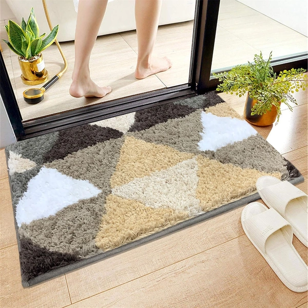 Luxe Home International Luxe Home Bath Mat Canada Triangle Super Soft Anti Skid Slip Water Soak Washable Door Mats for Home, Bathroom Mat, Floor Mat, Kitchen Mat for Floor (40x60 cm) Gold - 40X60 cm, Gold