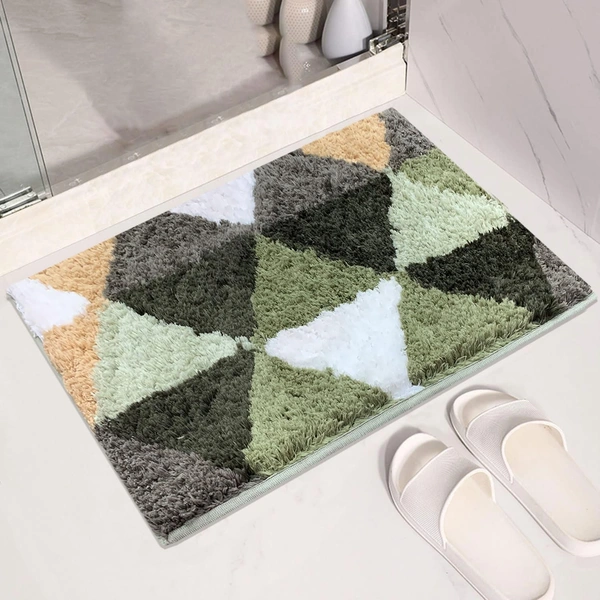 Luxe Home International Luxe Home Bath Mat Canada Triangle Super Soft Anti Skid Slip Water Soak Washable Door Mats for Home, Bathroom Mat, Floor Mat, Kitchen Mat for Floor (40x60 cm) Green - 40X60 cm, Green